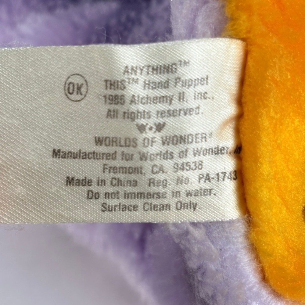 Vintage 1986 Worlds of Wonder Anything This Reversible Teddy Ruxpin Hand Puppet - Picture 9 of 9